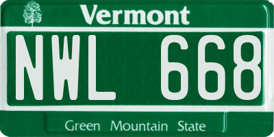 VT license plate NWL668