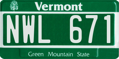 VT license plate NWL671