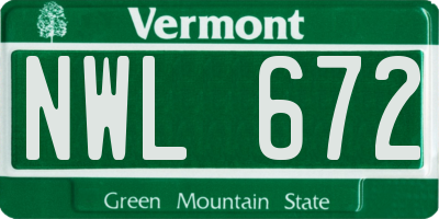 VT license plate NWL672