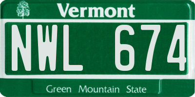 VT license plate NWL674