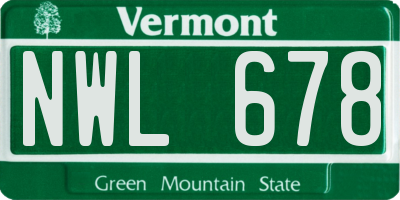 VT license plate NWL678