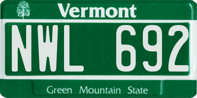 VT license plate NWL692