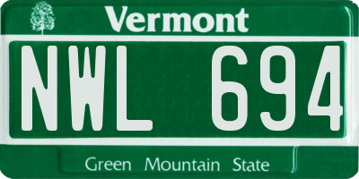 VT license plate NWL694