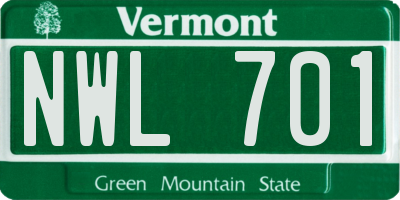 VT license plate NWL701