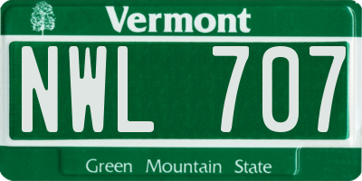 VT license plate NWL707