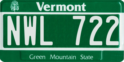 VT license plate NWL722