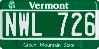 VT license plate NWL726