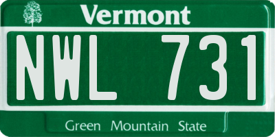 VT license plate NWL731