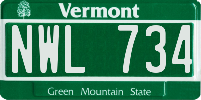 VT license plate NWL734