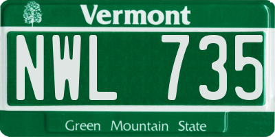 VT license plate NWL735