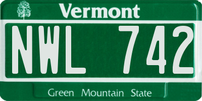 VT license plate NWL742