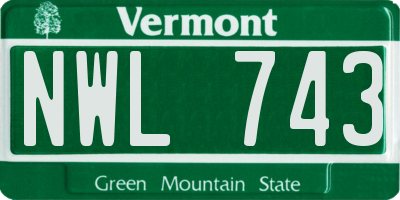 VT license plate NWL743