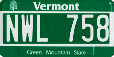VT license plate NWL758