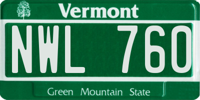 VT license plate NWL760