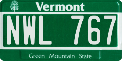 VT license plate NWL767