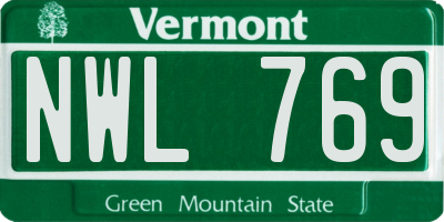 VT license plate NWL769