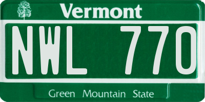 VT license plate NWL770