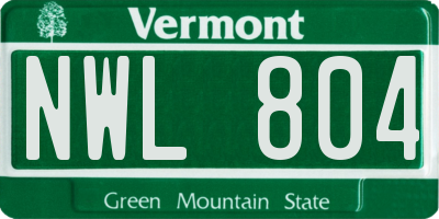 VT license plate NWL804