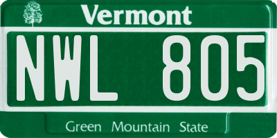 VT license plate NWL805