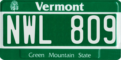 VT license plate NWL809