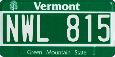 VT license plate NWL815