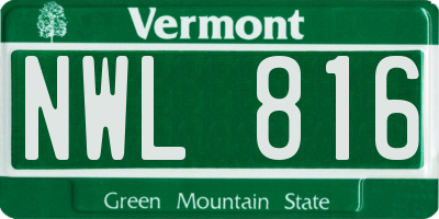 VT license plate NWL816