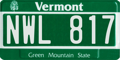 VT license plate NWL817