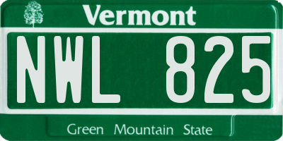 VT license plate NWL825