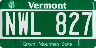 VT license plate NWL827