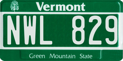 VT license plate NWL829