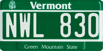 VT license plate NWL830