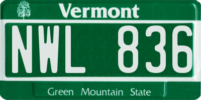 VT license plate NWL836