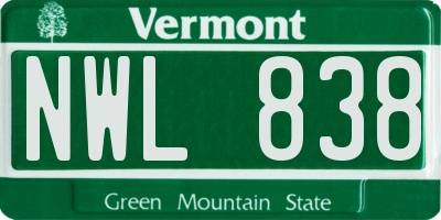 VT license plate NWL838