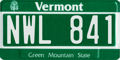 VT license plate NWL841