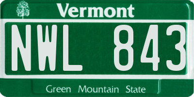 VT license plate NWL843