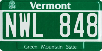 VT license plate NWL848