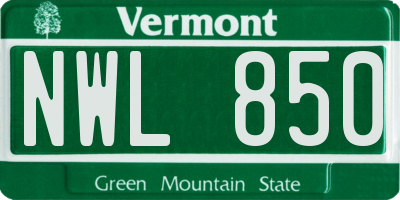 VT license plate NWL850