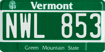 VT license plate NWL853