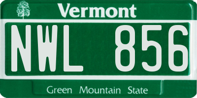 VT license plate NWL856