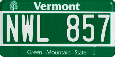 VT license plate NWL857