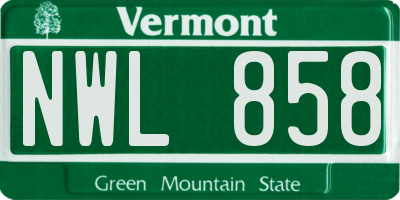 VT license plate NWL858