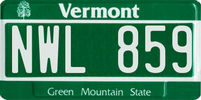 VT license plate NWL859