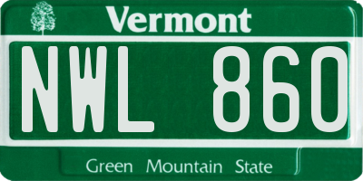VT license plate NWL860