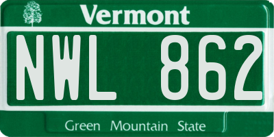 VT license plate NWL862