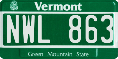 VT license plate NWL863