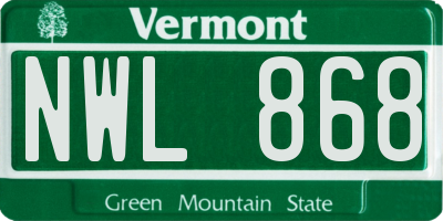 VT license plate NWL868