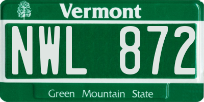 VT license plate NWL872