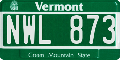 VT license plate NWL873