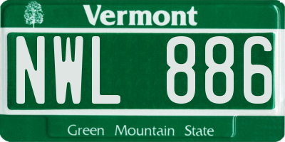 VT license plate NWL886