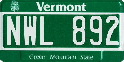 VT license plate NWL892